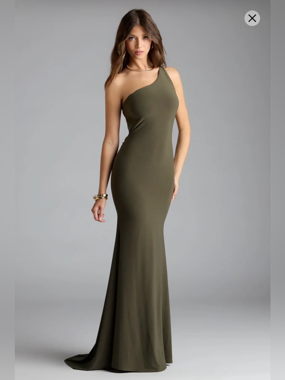 Windsor Willow One-Shoulder Mermaid Formal Dress Green Formal Dress